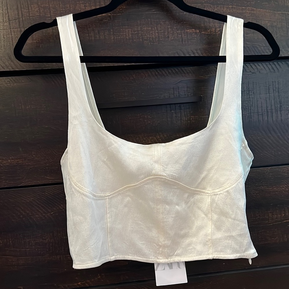 ZARA NWT Ivory Corset Style Tank Top Size L